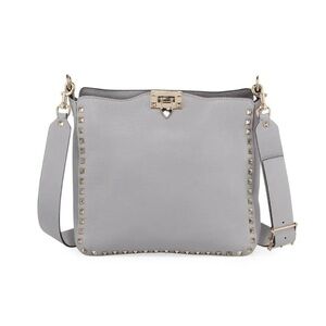 Valentino Garavani Small Rockstud Vitello Pebbled Calfskin Handbag Grey